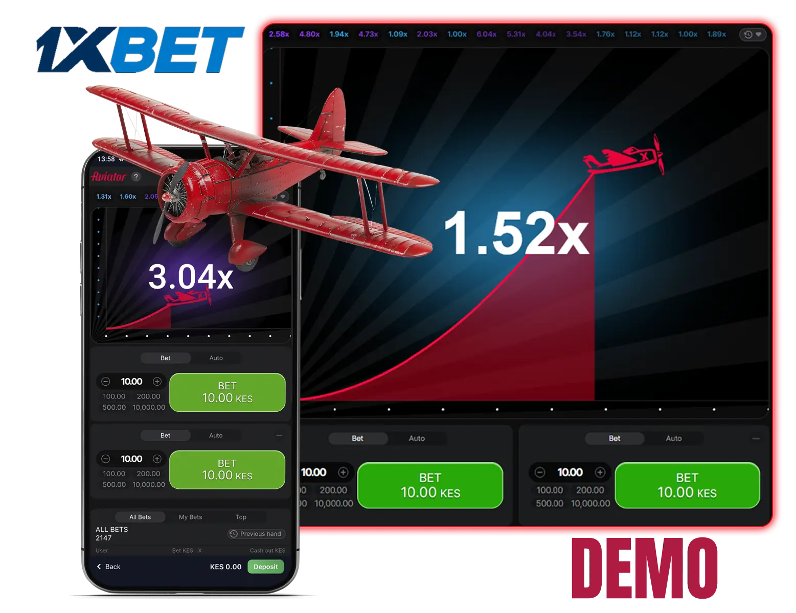 Aviator demo version on Spribe’s website or 1xbet betting platform