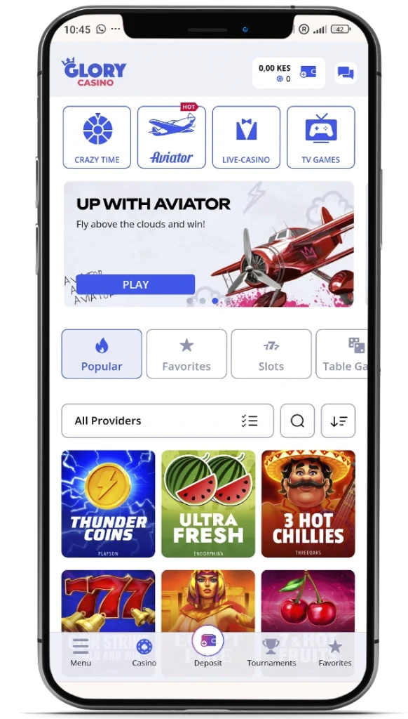 iOS app Glory casino