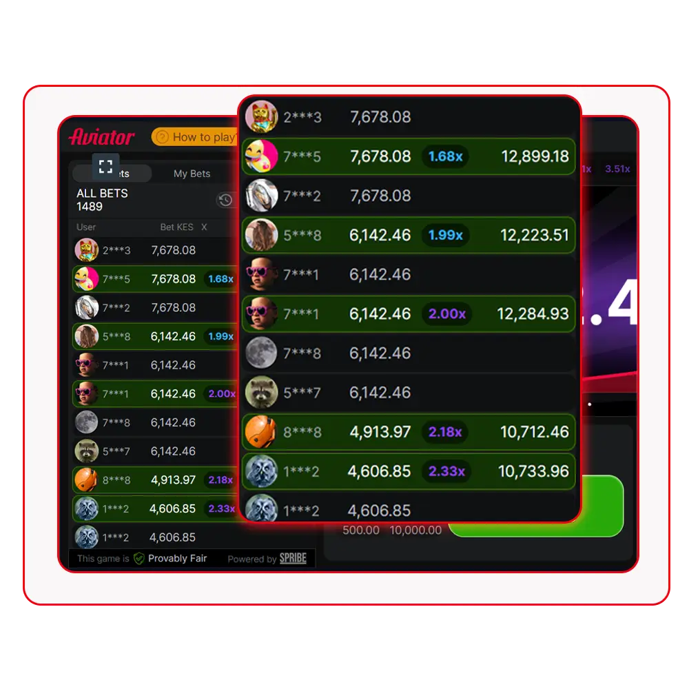 Live Statistics and Live Bets Aviator